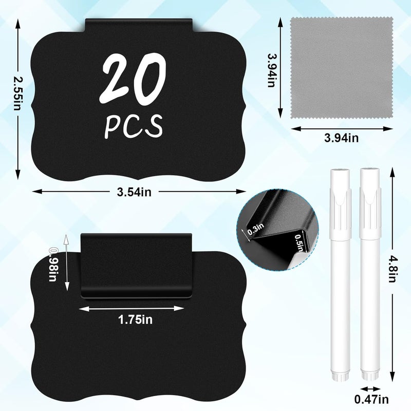DANRONG 23PCS Basket Labels Clip On, 20 Removable Labels for Storage Bins, Kitchen Pantry Label, Plastic Storage Bin Label with 2 Chalk Markers & 1 Wipe, Label Holder, Basket Tags, Bin Clips (Black) - Image 2